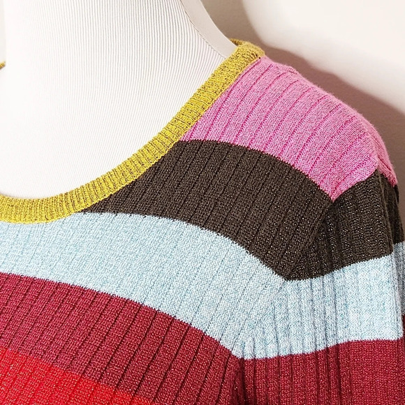 NWT Blank NYC Metallic Stripe Bell Sleeve Sweater M - Picture 5 of 8